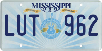 MS license plate LUT962