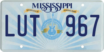 MS license plate LUT967