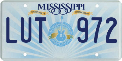 MS license plate LUT972