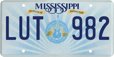 MS license plate LUT982