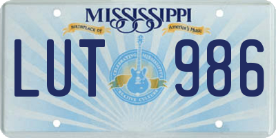 MS license plate LUT986