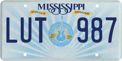 MS license plate LUT987