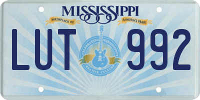 MS license plate LUT992