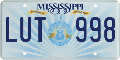 MS license plate LUT998