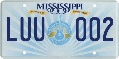 MS license plate LUU002