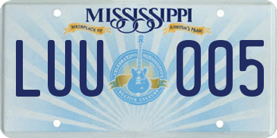MS license plate LUU005