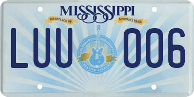 MS license plate LUU006