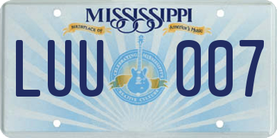 MS license plate LUU007