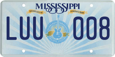 MS license plate LUU008