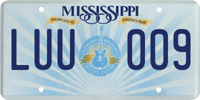 MS license plate LUU009