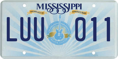 MS license plate LUU011