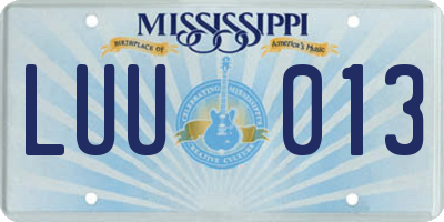 MS license plate LUU013