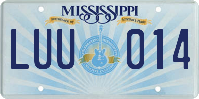 MS license plate LUU014