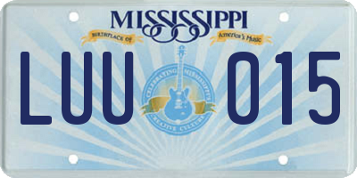 MS license plate LUU015