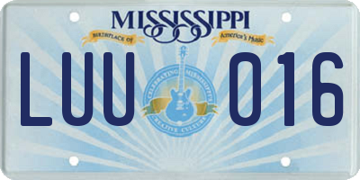 MS license plate LUU016