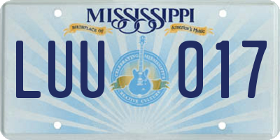 MS license plate LUU017
