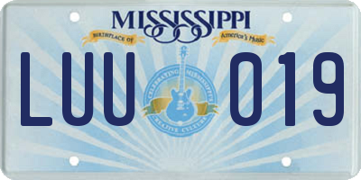 MS license plate LUU019