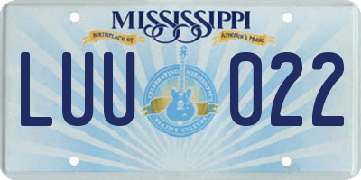 MS license plate LUU022