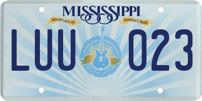 MS license plate LUU023