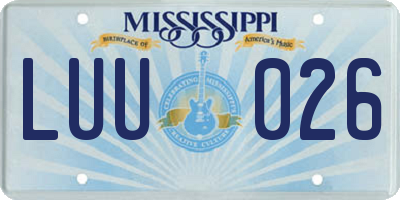 MS license plate LUU026