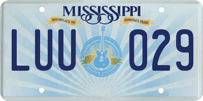 MS license plate LUU029