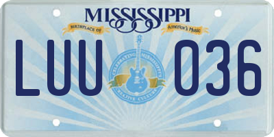 MS license plate LUU036