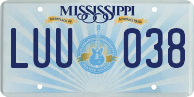MS license plate LUU038