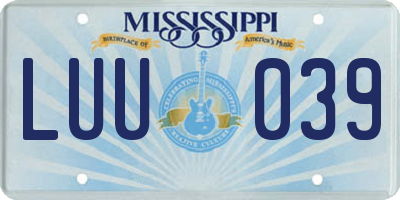 MS license plate LUU039