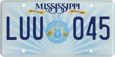 MS license plate LUU045