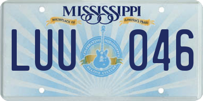 MS license plate LUU046