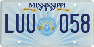 MS license plate LUU058