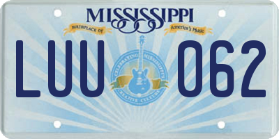 MS license plate LUU062