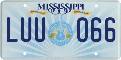 MS license plate LUU066