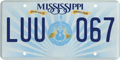 MS license plate LUU067