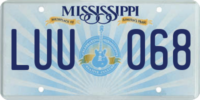MS license plate LUU068