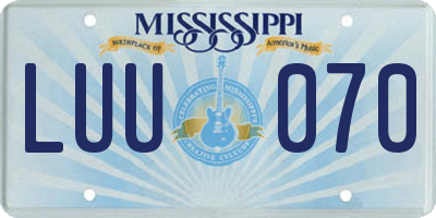 MS license plate LUU070