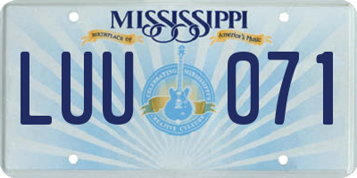MS license plate LUU071