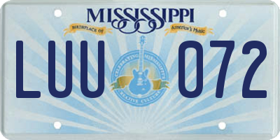 MS license plate LUU072