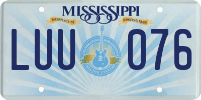 MS license plate LUU076