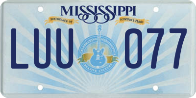 MS license plate LUU077