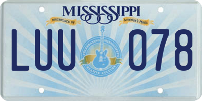 MS license plate LUU078
