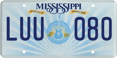 MS license plate LUU080