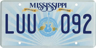 MS license plate LUU092