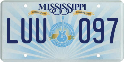 MS license plate LUU097