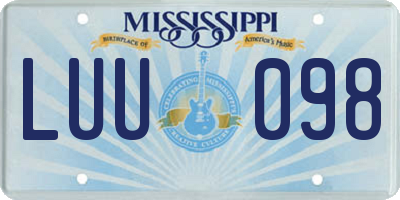 MS license plate LUU098
