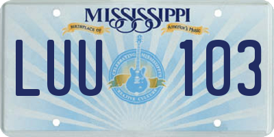 MS license plate LUU103