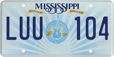 MS license plate LUU104
