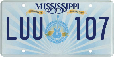 MS license plate LUU107
