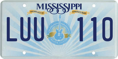 MS license plate LUU110