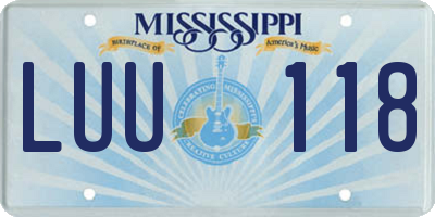 MS license plate LUU118